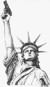 Statue of Liberty holding gun