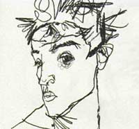 Self Portrait drawing of Egon Schiele