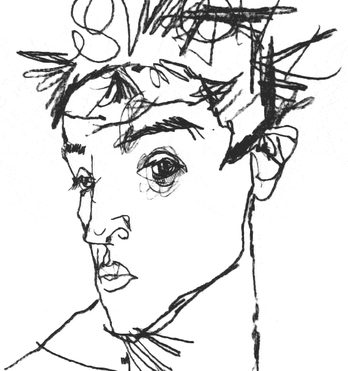 Self Portrait drawing of Egon Schiele