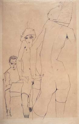 Schiele, Drawing a Nude Model before a Mirror