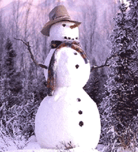 gif of Snowman in Woods