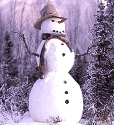 GIF Snowman in Forest