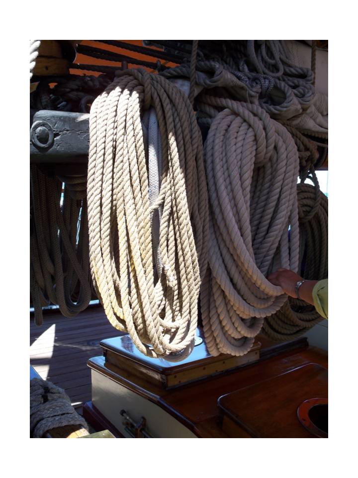 2 Sets of large thick ropes used on ships