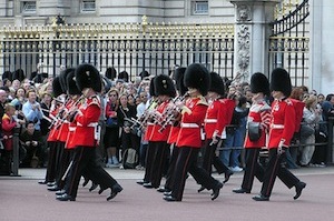 Guards outside Buckingham Palace