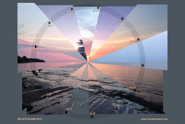Composite of sunrise photos from Kelleys Island, OH, taken in June 2012