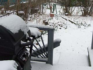 Snow on the back deck.