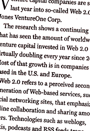 Newspaper article about venture capital and Web 2.0