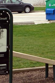 Recyling bin and exercise station at Edgewater