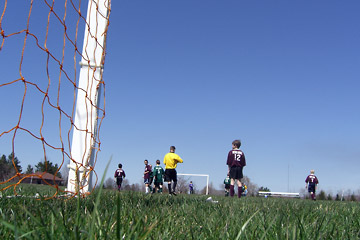 Soccer field from behind the goal