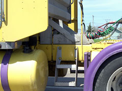 Truck with purple and yellow color