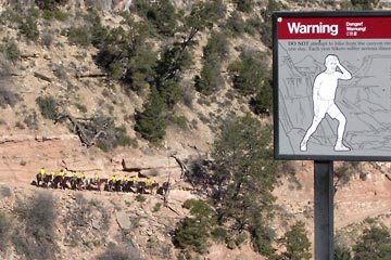 Warning sign on Bright Angel trail