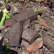 Pile of bricks in garden