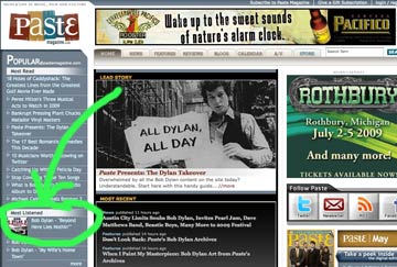 Screenshot of Pastemagazine.com homepage