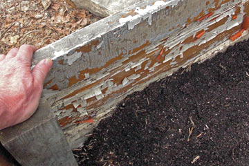 Peeling paint on inside of raised-bed planter