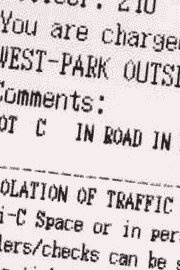 Detail of parking ticket