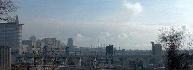 Cleveland skyline, looking East from West 25th street