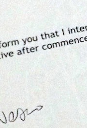 Detail of typed letter