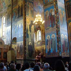 Interior showing mosaics on walls