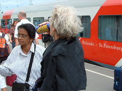 The Helsinki-St. Petersburg train at station