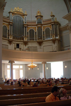 Interior of Helsinki cathedral, looking toward organ
