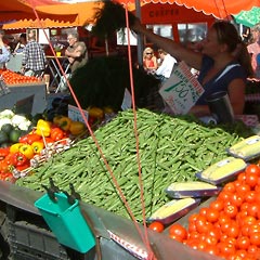 Veggies on display at market