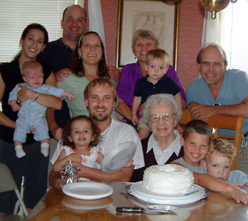 Whole family gathered together for Mom's birthday