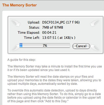 Screenshot of Memory Sorter dialog box