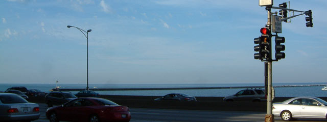 Lake Michigan across Lakeshore Drive