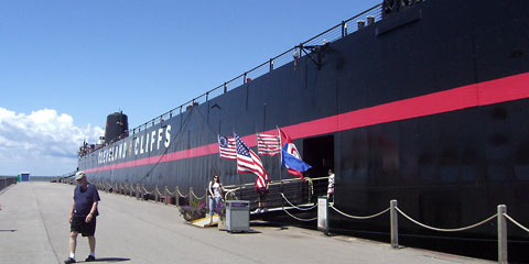 Side view of Wm. Mather from dockside looking aft