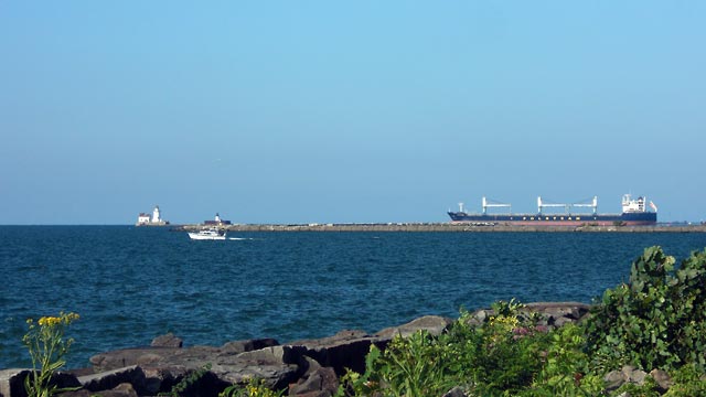 Lake Erie, view of Cleveland Harbor entrance