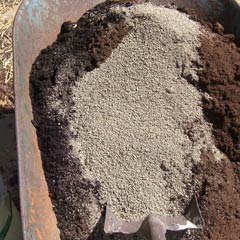 Soil mixture in wheelbarrow