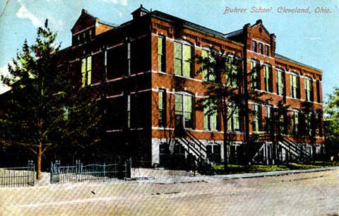 Postcard illustration of Buhrer School from 1906