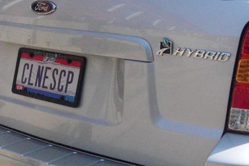 Vanity plate on Ford Escape Hybrid: CLNESCP