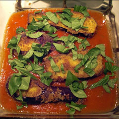 Making eggplant parmesan