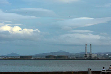 Smokestacks and storage tanks, Dublin Harbor