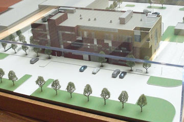 Architectural model of new Tri-C building