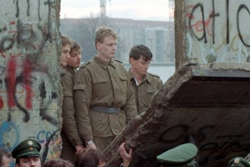 Section of Berlin Wall coming down