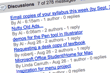Detail of Google discussion list