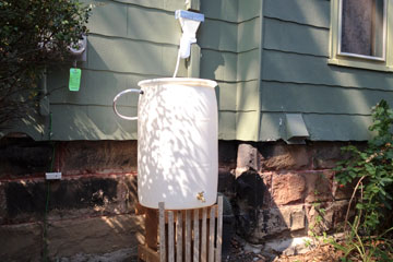 Finished rain barrel installation