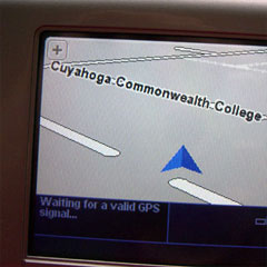 PDA screen showing arrow for "Cuyahoga Commonwealth College"