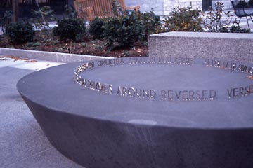 Detail Maya Lin's fountain at CPL Eastman Reading Garden