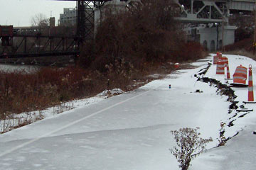 Road in the Flats with section breaking off