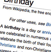 Text from Wikipedia entry for Birthday