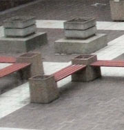 Concrete courtyard and benches