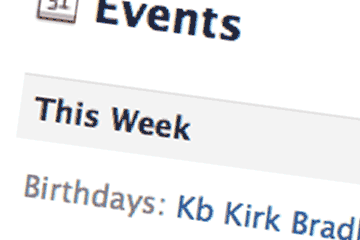 Detail of Facebook birthday reminder