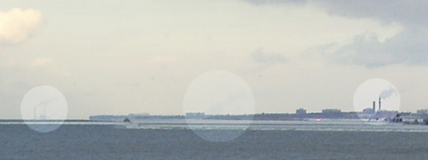 Cleveland lakefront view with 3 powerplants visible