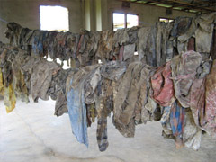 Clothes hanging in Rwanda memorial 