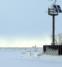 Frozen Lake Erie harbor