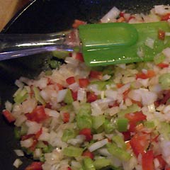 Chopped veggies in pan