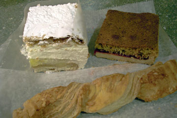 Three pieces of pastry
